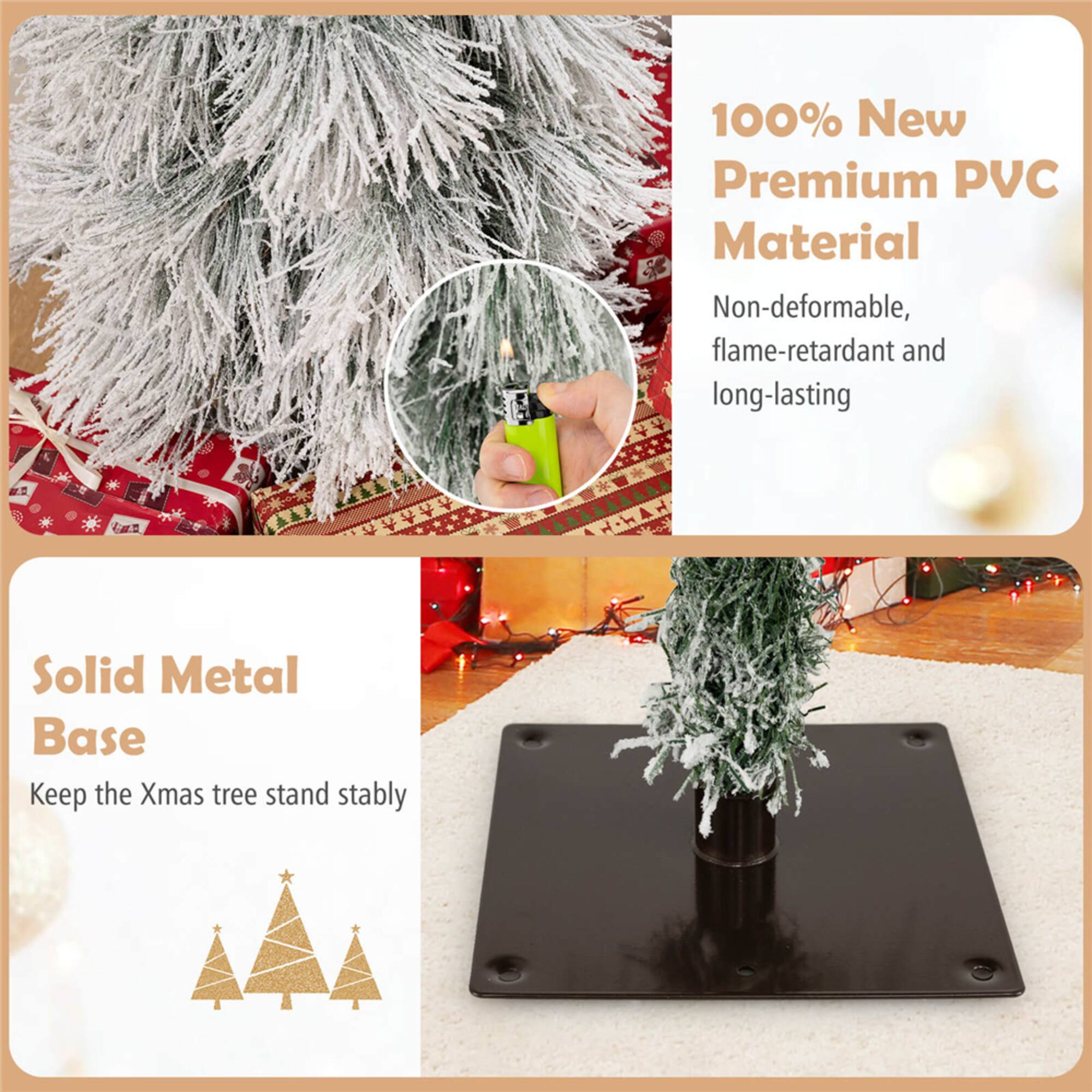 3ft., 4ft., 5ft. Pre-Lit Snow-Pressed Artificial Christmas Tree Set, Warm White LED Lights